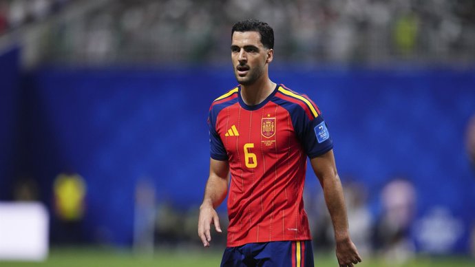 El internacional español Mikel Merino en el partido contra Arabia Saudí en el Atlanta Stadium durante el Mundial de fútbol de 2026.