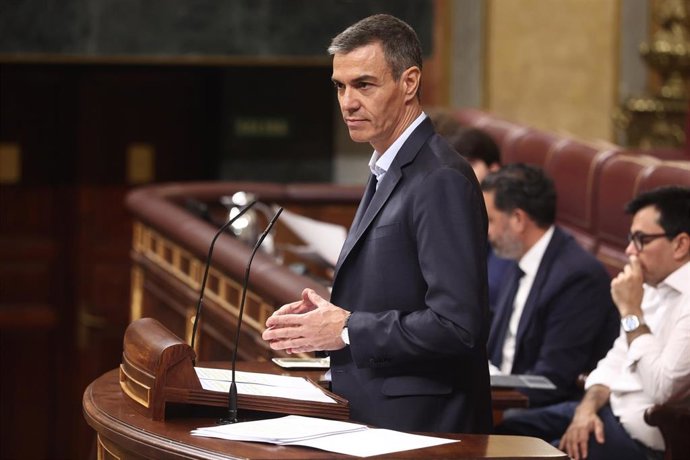 El presidente del Gobierno, Pedro Sánchez, interviene durante una sesión plenaria en el Congreso de los Diputados, a 24 de junio de 2026, en Madrid (España). El presidente del Gobierno comparece en la Cámara Baja para informar sobre la situación política 