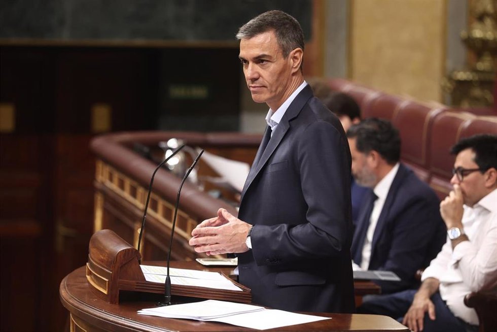 El presidente del Gobierno, Pedro Sánchez, interviene durante una sesión plenaria en el Congreso de los Diputados, a 24 de junio de 2026, en Madrid (España). El presidente del Gobierno comparece en la Cámara Baja para informar sobre la situación política 