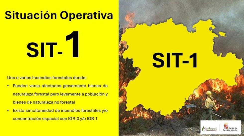 Declarada la situación operativa 1 en Castilla y León por el número de incendios activos en León, 18 por rayos en las últimas horas.