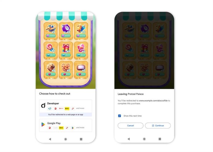 Opções de pagamento na Google Play Store