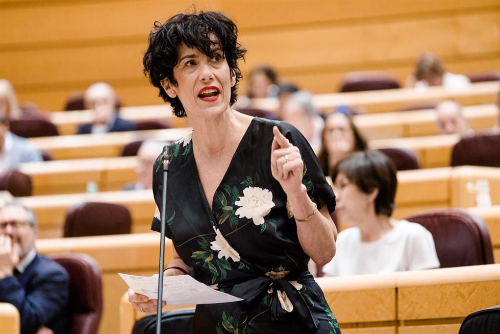 La ministra de Inclusión, Seguridad Social y Migraciones y portavoz del Gobierno, Elma Saiz, interviene durante una sesión de control al Gobierno, en el Senado, a 23 de junio de 2026, en Madrid (España). (Foto de archivo).