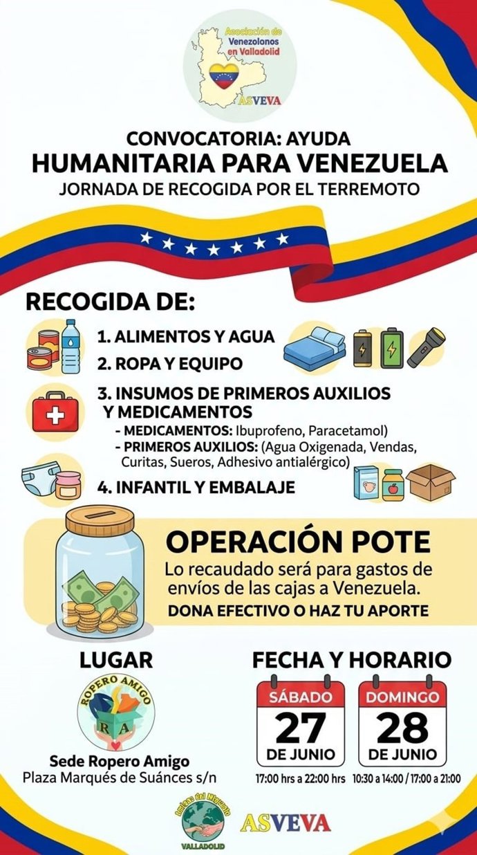 La comunidad venezolana de Valladolid se moviliza para enviar ayuda a los afectados tras los terremotos: "Esto apenas empieza"