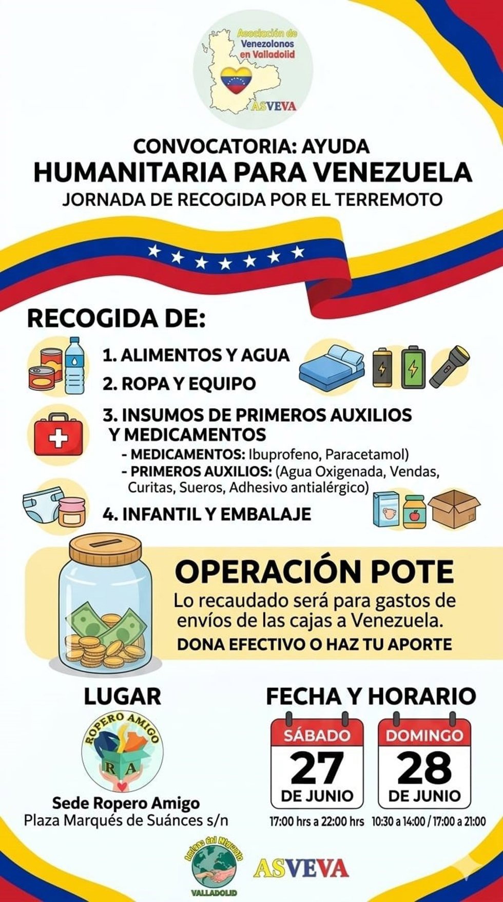 La comunidad venezolana de Valladolid se moviliza para enviar ayuda a los afectados tras los terremotos: "Esto apenas empieza"