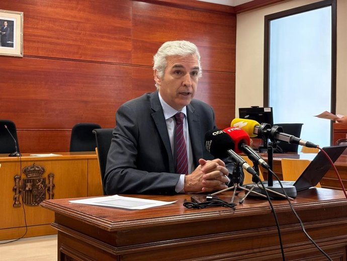 El presidente de la Audiencia Provincial de Barcelona, Antonio Recio, durante la presentación este jueves de la memoria del año 2025 de la Audiencia y de su partido judicial