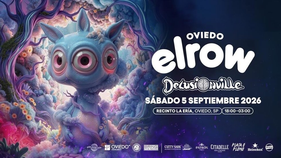 Cartel de 'elrow' en Oviedo.