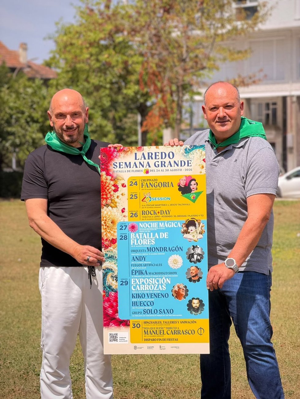 El alcalde y concejal de Laredo presentan el cartel de la Semana Grande 2026