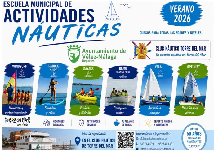 Cartel de actividades de la Escuela Municipal Naútica