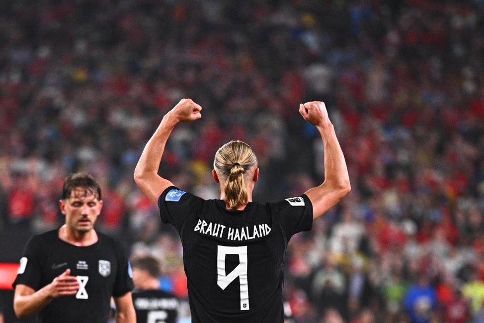 El delantero de Noruega Erling Haaland celebra un gol en el Mundial 2026.