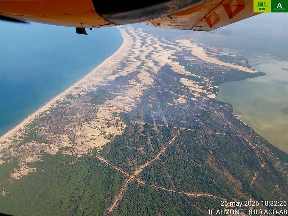 Imagen del incendio en el paraje del Rincón del Membrillo, en Almonte (Huelva).