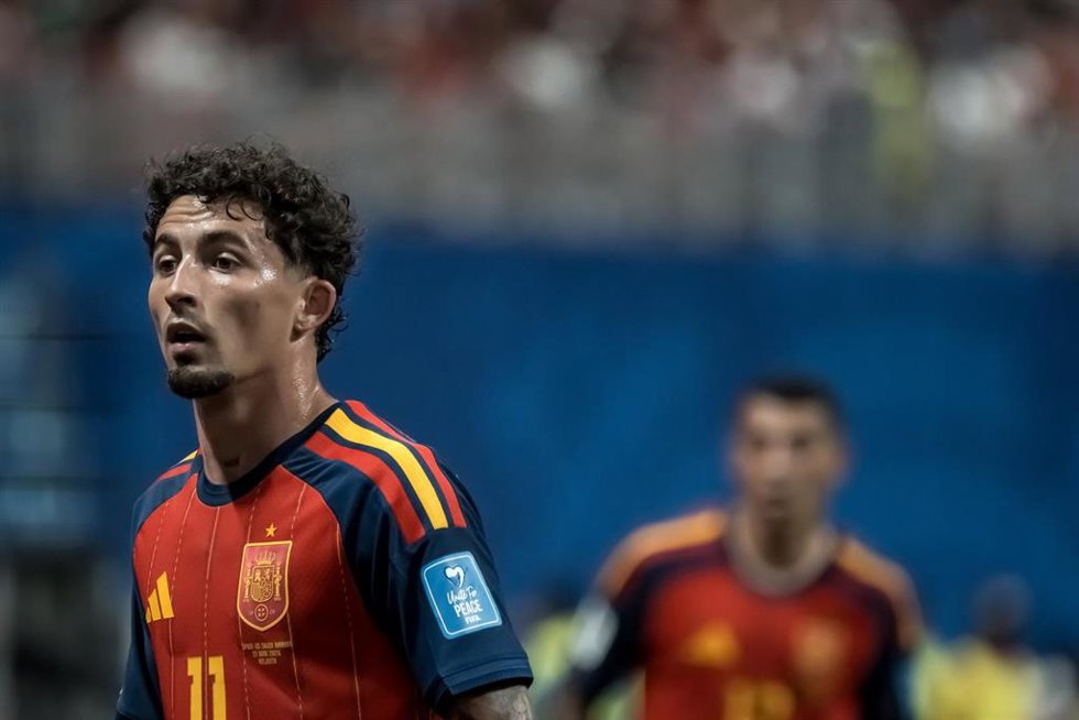 Yéremi Pino durante el España-Cabo Verde del Mundial 2026