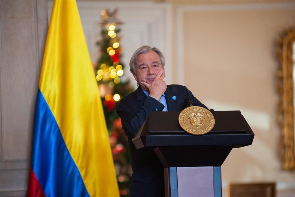 Archivo - António Guterres, durante una visita a Colombia