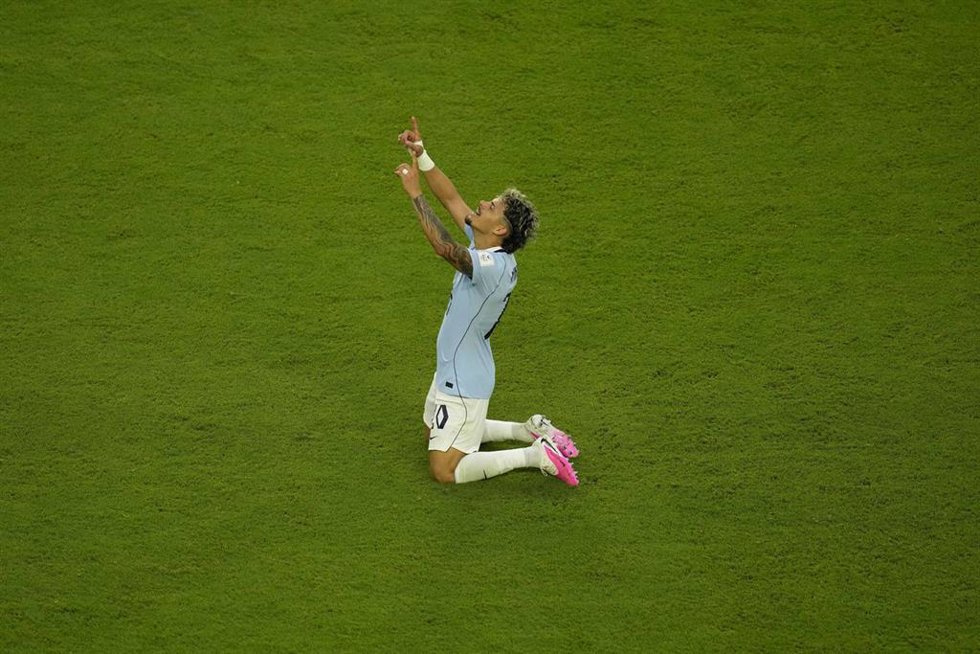 El uruguayo Maxi Araújo celebra su gol ante Arabia Saudí en el Mundial 2026