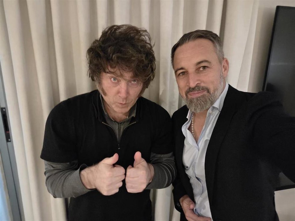 El presidente d eArgentina, Javier Milei, y el líder de Vox, Santiago Abascal.