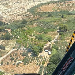 Imagen tomada desde el helicóptero MU020 a su llegada