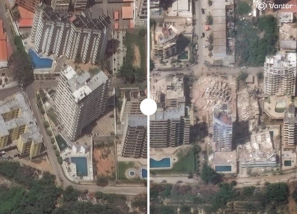 Antes y después de edificios dañados en La Guaira (Venezuela)