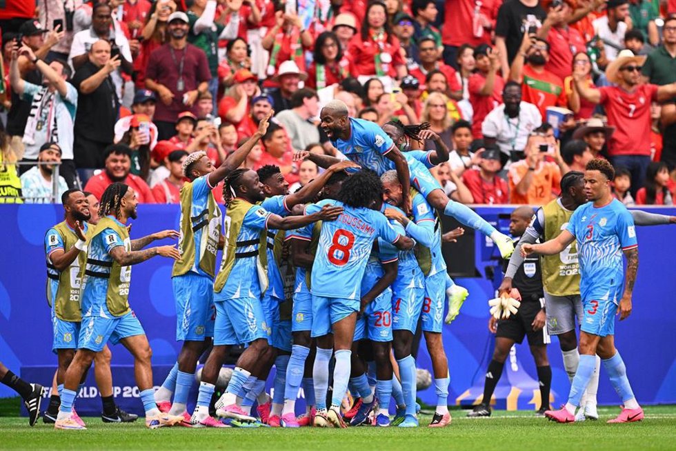 Jugadores de la RD del Congo celebran el gol ante Portugal en el Mundial 2026.