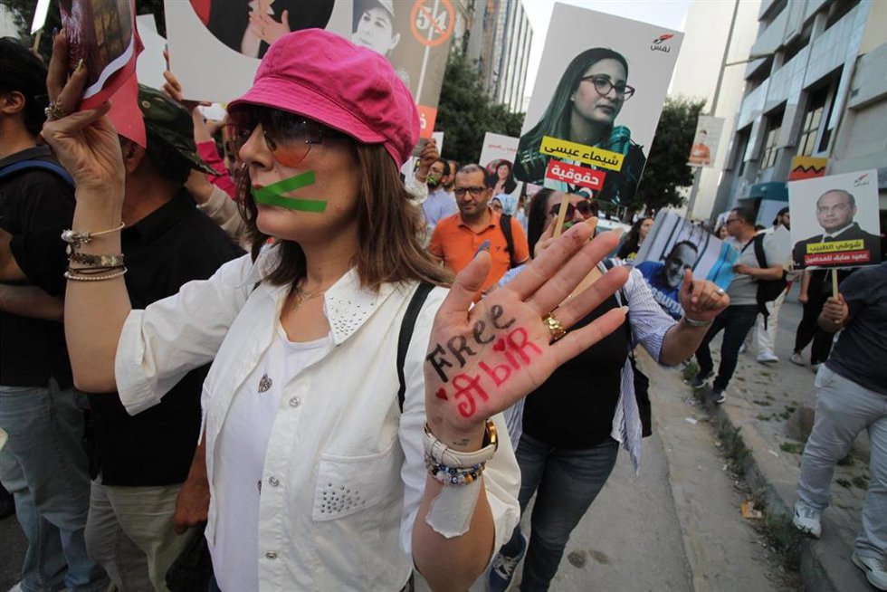 Manifestaciones por la libertad de expresión en Túnez, a 5 de junio de 2026 