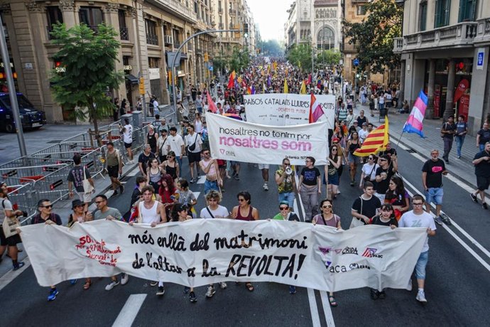 La marxa per la Via Laietana