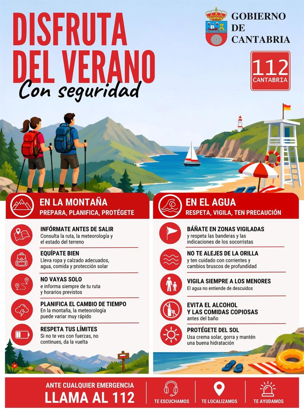 Cartel recomendaciones 112 Cantabria