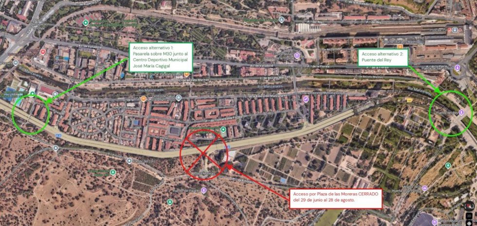 El paso peatonal inferior entre la Casa de Campo y la Colonia Manzanares permanecerá cerrado por obras de mejora hasta finales de agosto