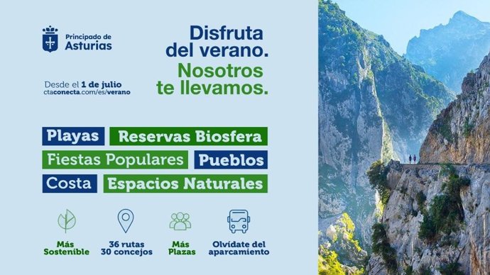 El Gobierno de Asturias presenta su mayor oferta de lanzaderas estivales para fomentar la movilidad sostenible en los corredores turísticos y espacios naturales más visitados