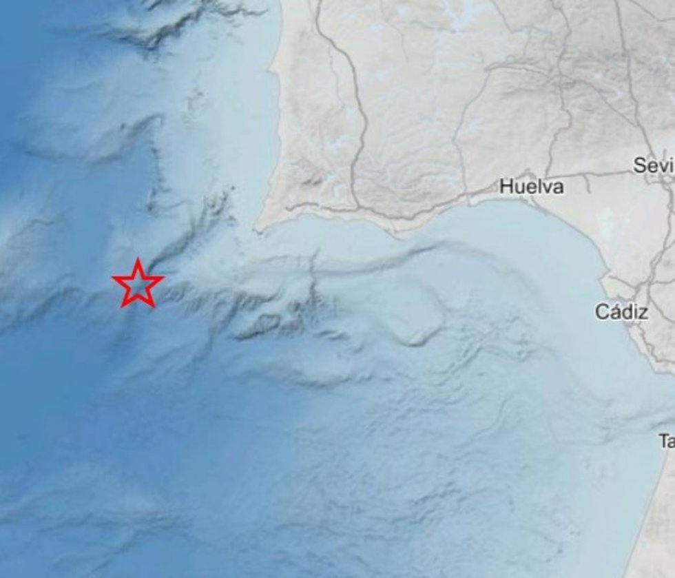 Imagen del epicentro del terremoto en el Cabo de San Vicente.