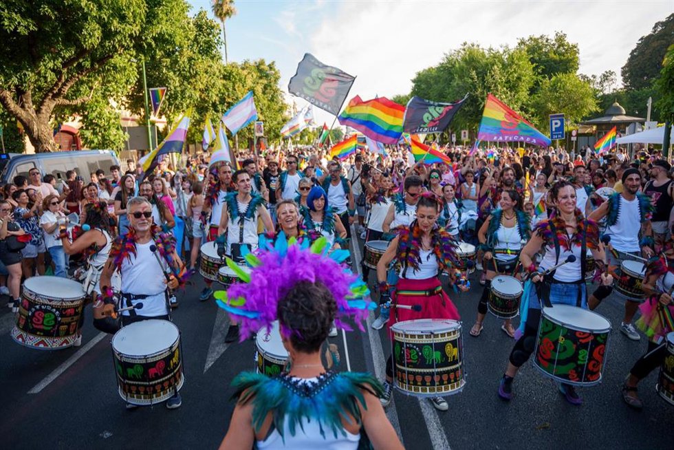 Imágenes de la Manifestación del Orgullo en Sevilla. A 27 de junio de 2026 en Sevilla, Andalucía (España). 