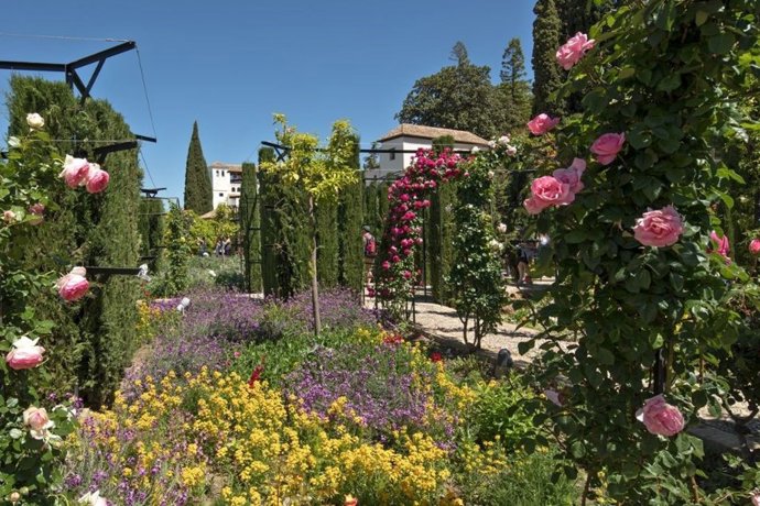 Archivo - Vista de jardines en el Generalife.