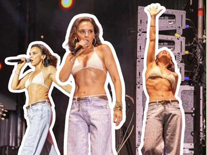 Chenoa actúa en Córdoba y luce abdominales 'de acero' a sus 51 años.
