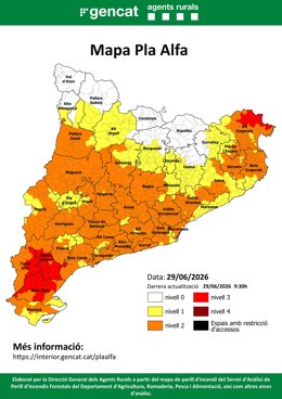 Mapa del Pla Alfa per a aquest dilluns 29 de juny
