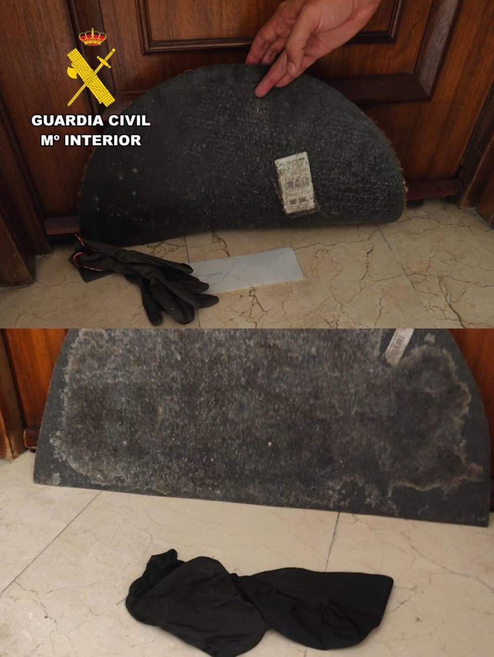 Guantes y pasamontañas escondidos bajo felpudos de viviendas en Tres Cantos