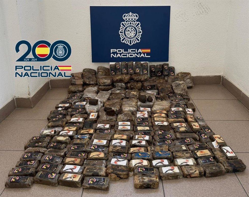Hachís intervenido por la Policía Nacional.