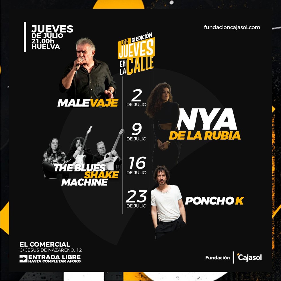Cartel de 'Los Jueves en la Calle' de la Fundación Cajasol en Huelva.
