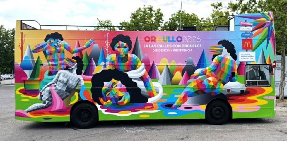 La carroza diseñada por Okuda San Miguel con la que el Thyssen participará en el Orgullo de Madrid.