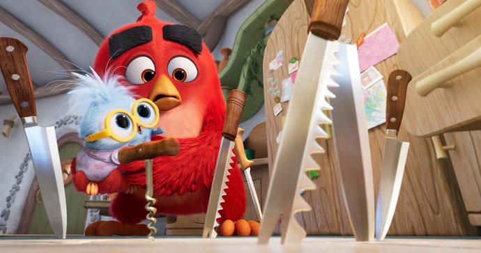 Psalm West as “Olly” and Jason Sudeikis as “Red” in “The Angry Birds Movie 3” from Paramount Pictures.