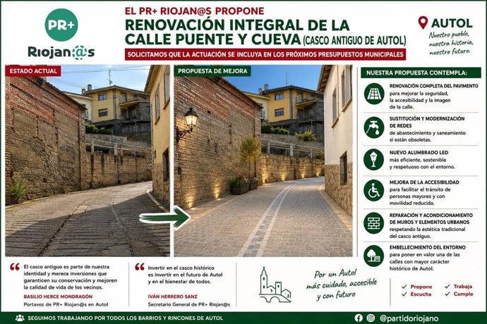 El PR+Riojan@s propone la renovación integral de las calles Puente y Cueva de Autol
