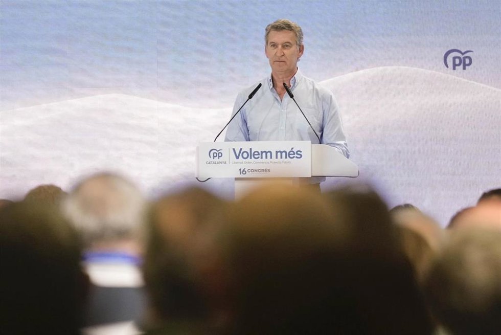 Archivo - El líder del PP, Alberto Núñez Feijóo, durante el XVI Congreso Popular del PP catalán del pasado fin de semana