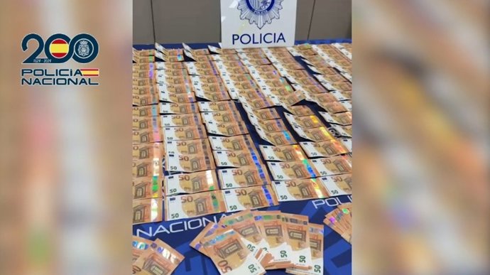 Billetes de 50 euros falsos incautados por la Policía Nacional
