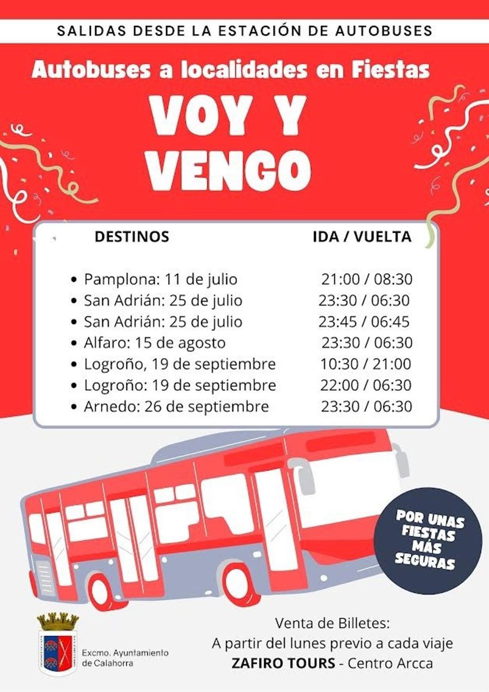 El autobús 'Voy y vengo' acercará a los jóvenes calagurritanos a fiestas de 5 municipios de La Rioja y Navarra