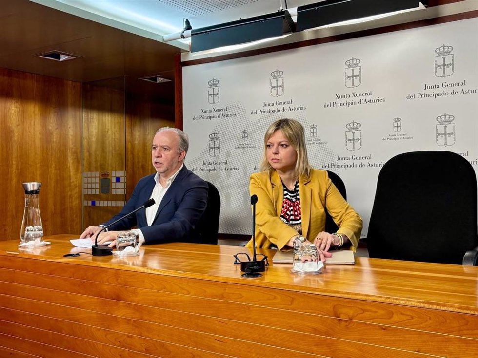 EL diputado de Vox en la Junta General, Gonzalo Centeno y la portavoz de Vox en Avilés, Arancha Martínez.