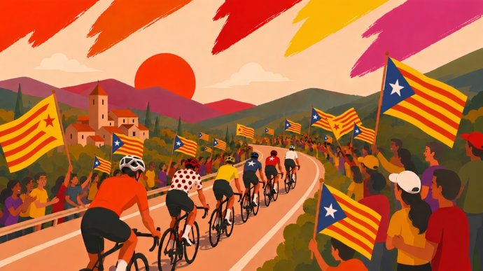 Dibuix d'estelades durant una prova ciclista a Catalunya