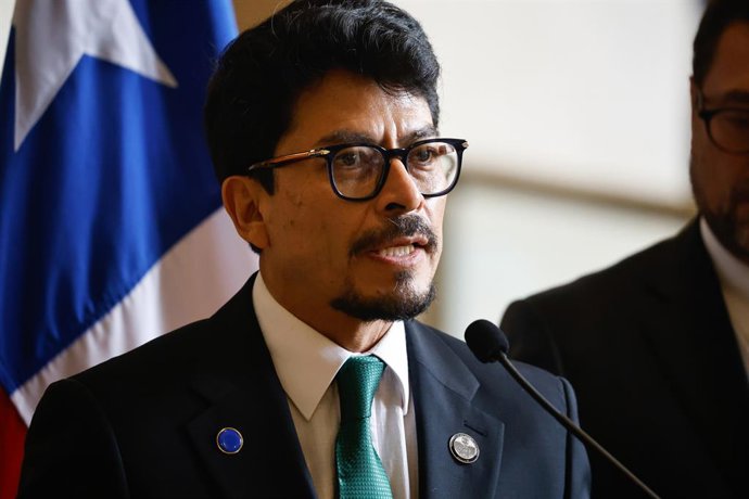 Santiago, 28 de mayo de 2026.  El ministro de Relaciones Exteriores, Francisco Perez Mackenna, junto con ministros entregan declaraciones al cierre de la Reunion de Alto Nivel Compromiso Regional de Santiago Contra la Delincuencia Organizada