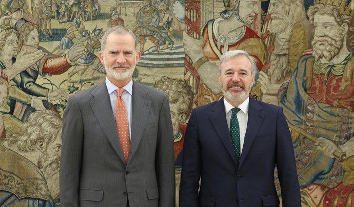 El Rey Felipe VI recibe en audiencia al presidente de Aragón, Jorge Azcón, en el Palacio de La Zarzuela, a 30 de junio de 2026, en Madrid (España). La audiencia tiene lugar tras la reciente reelección de Azcón como presidente de Aragón.