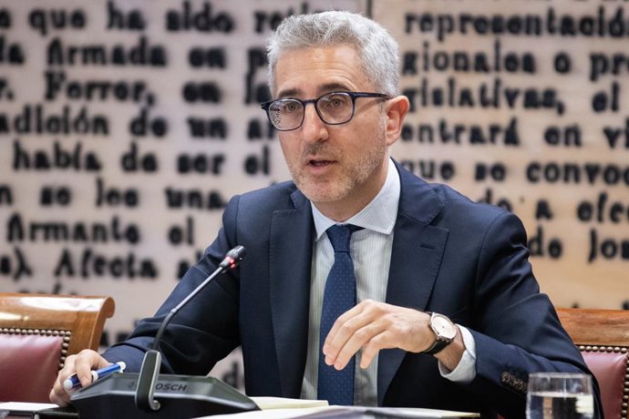 El ministre d'Hisenda, Arcadi España, compareix davant de la Comissió d'Hisenda, a 30 de juny del 2026, a Madrid (Espanya). 