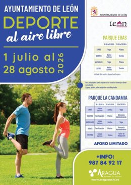 Cartel del programa 'Deporte al Aire Libre' impulsado por el Ayuntamiento de León.