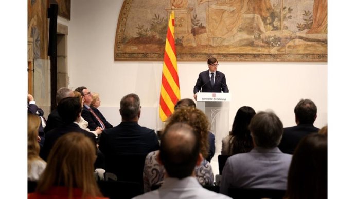 El president de la Generalitat, Salvador Illa, durant l'acte 