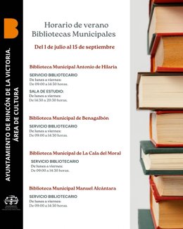 El Ayuntamiento de Rincón de la Victoria adapta el horario de verano de las bibliotecas municipales