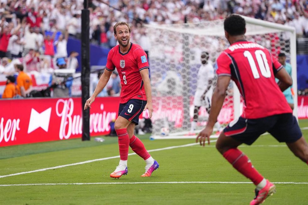 El delantero inglés Harry Kane celebra un gol ante Panamá en el Mundial 2026.