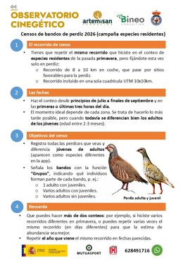 Los cazadores inician una nueva campaña de censos de bandos de perdiz para evaluar el éxito reproductor de la especie.